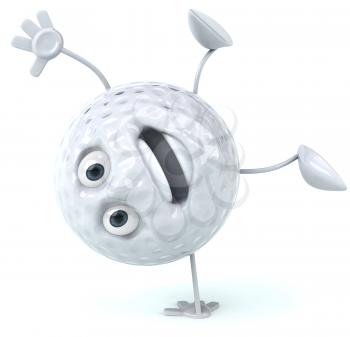 Royalty Free Clipart Image of a Golf Ball Doing a Handstand
