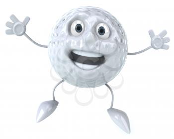Royalty Free Clipart Image of a Golf Ball Jumping