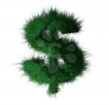 Royalty Free 3d Clipart Image of Grass Shaped in a Dollar Symbol