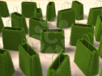 Royalty Free 3d Clipart Image of Grass Shopping Bags