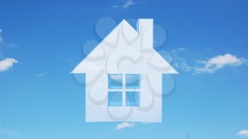 Royalty Free 3d Clipart Image of a House With a Blue Sky Background