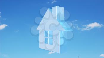 Royalty Free 3d Clipart Image of a House With a Blue Sky Background