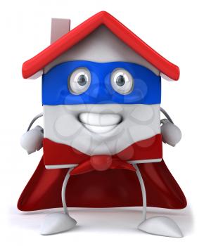 Royalty Free Clipart Image of a Superhero House