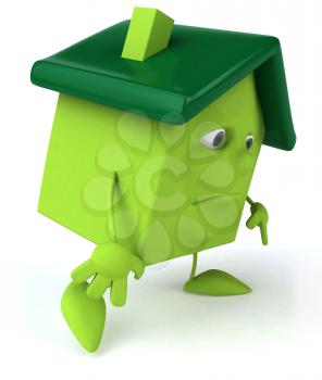 Royalty Free 3d Clipart Image of a Sad House