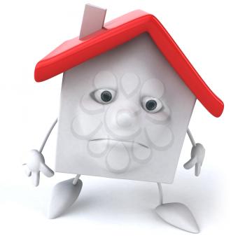 Royalty Free 3d Clipart Image of a Sad House