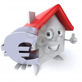 Royalty Free 3d Clipart Image of a House Holding a Euro Sign