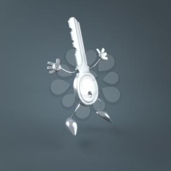 Royalty Free Clipart Image of a Key Jumping