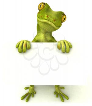 Royalty Free 3d Clipart Image of a Gecko Holding a Sign