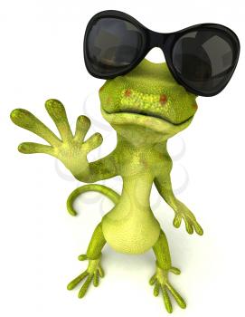 Royalty Free Clipart Image of a Gecko Wearing Sunglasses