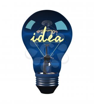 Royalty Free 3d Clipart Image of a Light Bulb With the Word Idea