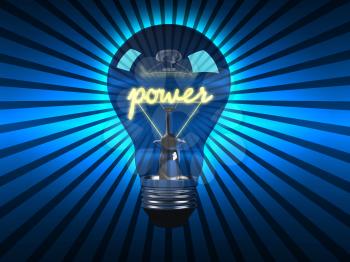 Royalty Free 3d Clipart Image of a Light Bulb With the Word Power