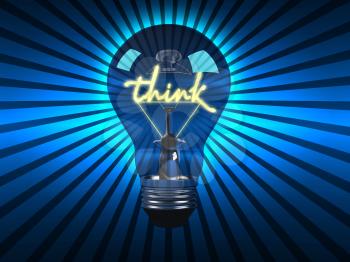 Royalty Free 3d Clipart Image of a Light Bulb With the Word Think