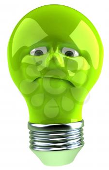 Royalty Free 3d Clipart Image of a Sad Green Light Bulb