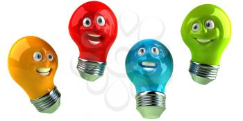 Royalty Free 3d Clipart Image of Colorful Light Bulbs