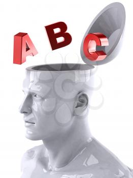 Royalty Free 3d Clipart Image of a Male Thinking About the Alphabet