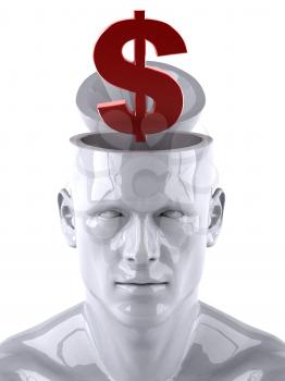 Royalty Free 3d Clipart Image of a Male Thinking About Money