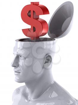 Royalty Free 3d Clipart Image of a Male Thinking About Money