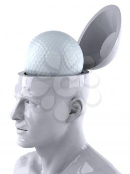 Royalty Free 3d Clipart Image of a Male Thinking About a Golf Ball