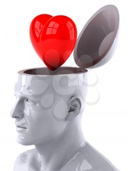 Royalty Free 3d Clipart Image of a Male Thinking About a Heart