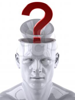 Royalty Free 3d Clipart Image of a Male Thinking About a Question Mark