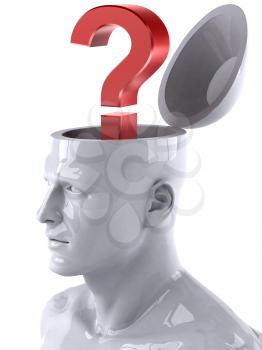 Royalty Free 3d Clipart Image of a Male Thinking About a Question Mark