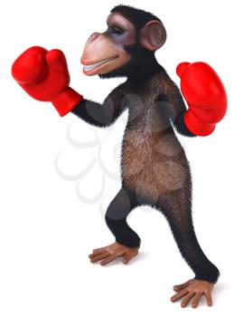 Royalty Free Clipart Image of a Chimpanzee With Boxing Gloves