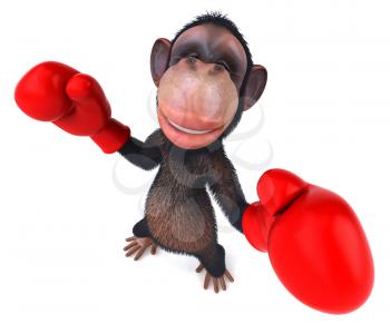 Royalty Free Clipart Image of a Monkey With Boxing Gloves
