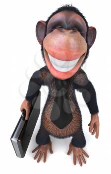 Royalty Free Clipart Image of a Monkey Businessman With a Briefcase