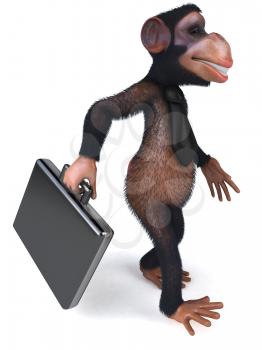 Royalty Free Clipart Image of a Businessman Monkey With a Briefcase