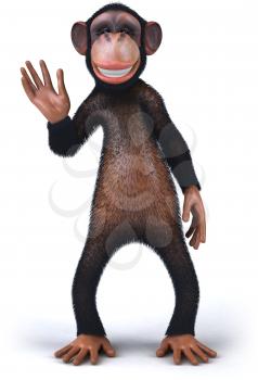 Royalty Free 3d Clipart Image of a Monkey Waving