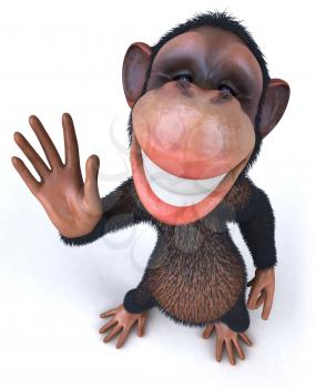 Royalty Free 3d Clipart Image of a Monkey Waving