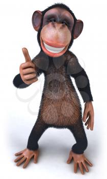 Royalty Free 3d Clipart Image of a Monkey Giving a Thumbs Up Sign