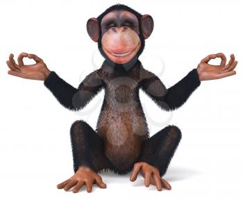 Royalty Free Clipart Image of a Chimpanzee Doing Yoga