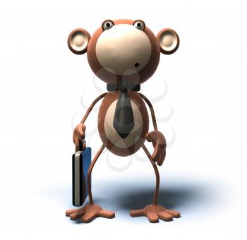 Royalty Free 3d Clipart Image of a Monkey Holding a Briefcase