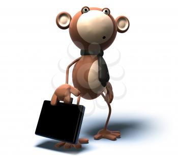 Royalty Free 3d Clipart Image of a Monkey Holding a Briefcase