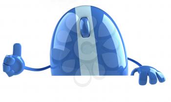 Royalty Free 3d Clipart Image of a Blue Computer Mouse Giving a Thumbs Up Sign