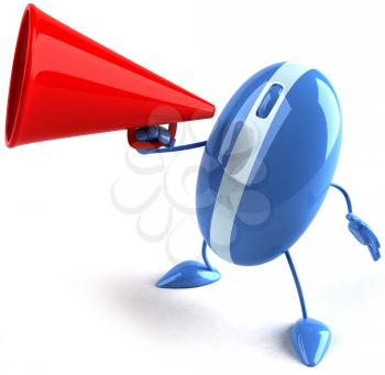 Royalty Free Clipart Image of a Computer Mouse With a Megaphone