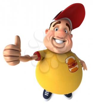 Royalty Free Clipart Image of an Overweight Man Giving a Thumbs Up