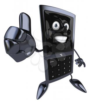 Royalty Free Clipart Image of a Cellphone Giving a Thumbs Up