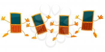 Royalty Free 3d Clipart Image of Dancing Cell Phones