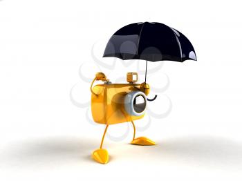 Royalty Free 3d Clipart Image of a Camera Holding an Umbrella