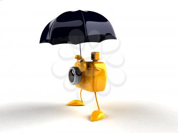 Royalty Free 3d Clipart Image of a Camera Holding an Umbrella