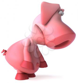 Royalty Free Clipart Image of a Pig Looking Sad