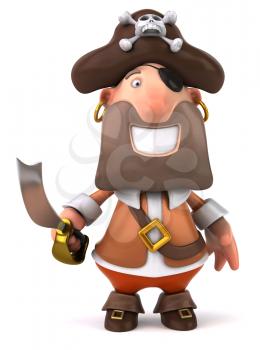 Royalty Free Clipart Image of a Smiling Pirate With a Sword