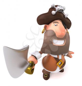 Royalty Free Clipart Image of a Pirate Brandishing a Sword
