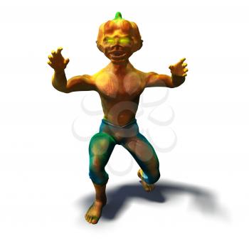 Royalty Free 3d Clipart Image of a Pumpkin Head Monster