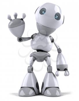 Royalty Free Clipart Image of a Robot Waving
