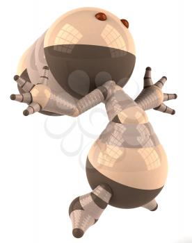 Royalty Free 3d Clipart Image of a Brown Robot Jumping in the Air