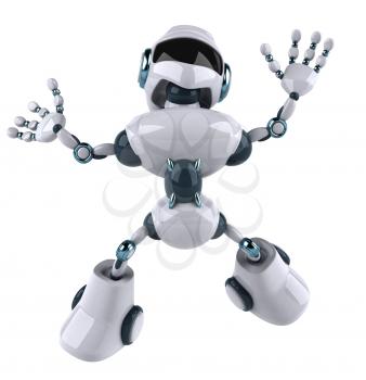 Royalty Free 3d Clipart Image of a Robot Jumping