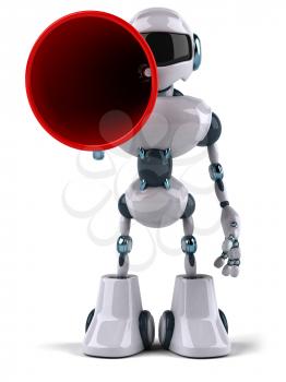 Royalty Free Clipart Image of Robot With a Megaphone
